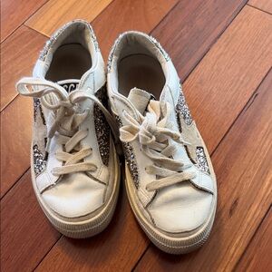 Golden Goose Kids White and Glitter Sneakers